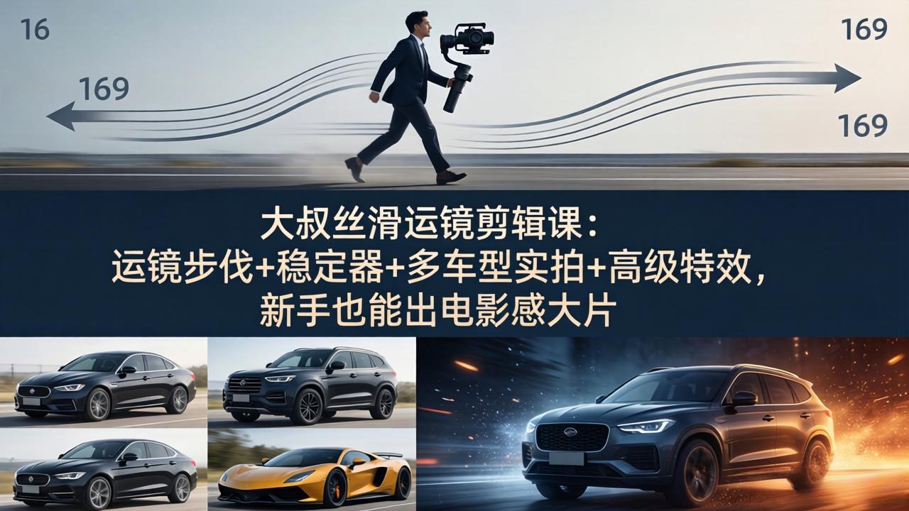 （18004期）大叔丝滑运镜剪辑课：运镜步伐+稳定器+多车型实拍+高级特效，新手也能出电影感大片_生财有道创业项目网-生财有道