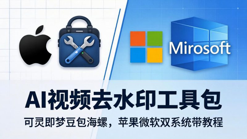 （18073期）AI视频去水印工具包：可灵即梦豆包海螺，苹果微软双系统带教程_生财有道创业项目网-生财有道