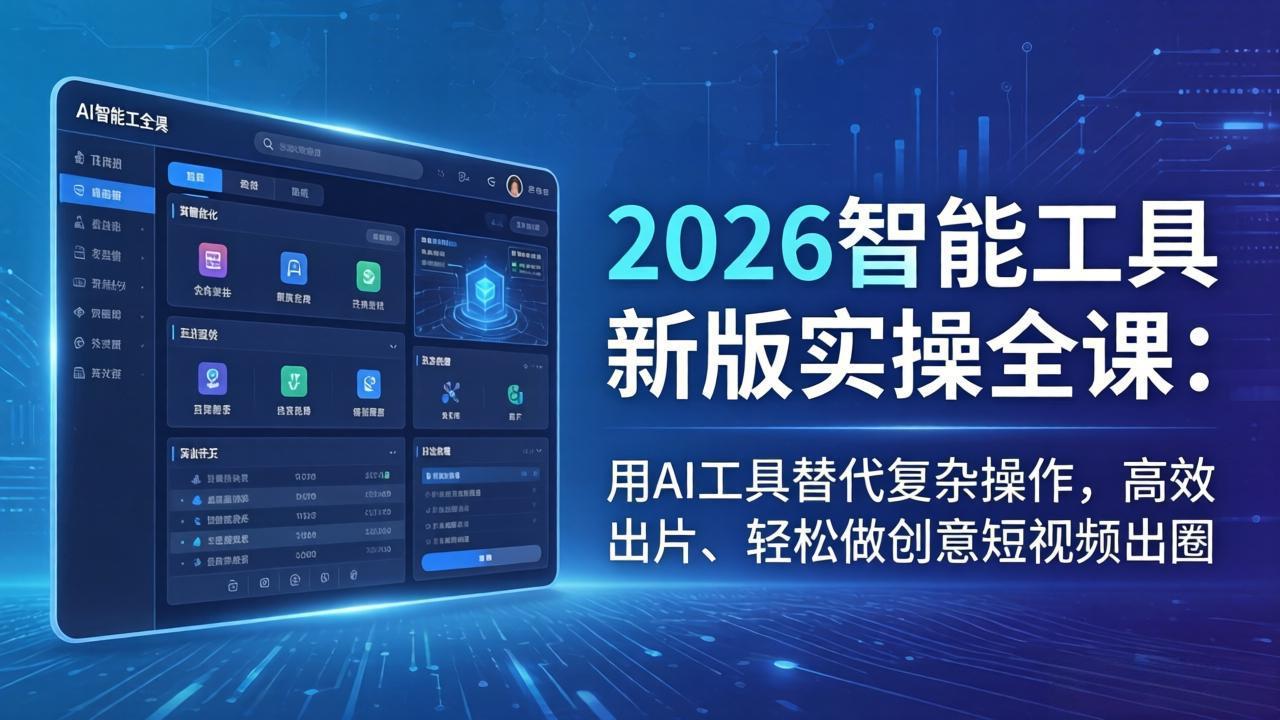 （18005期）2026智能工具新版实操全课：用AI工具替代复杂操作，高效出片、轻松做创意短视频出圈_生财有道创业项目网-生财有道