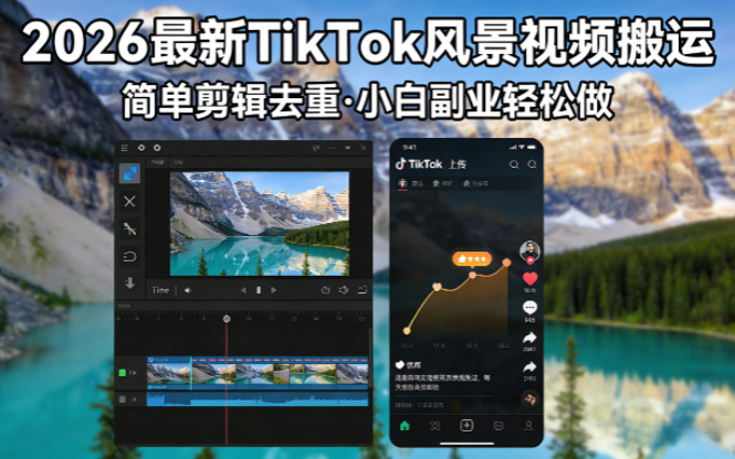 图片[1]-（18001期）2026最新TikTok风景视频搬运简单剪辑去重小白副业月入 8000_生财有道创业项目网-生财有道