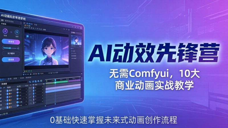 （18077期）AI 动效先锋营：无需Comfyui，10大商业动画实战教学，0基础快速掌握未来式动画创作流程_生财有道创业项目网-生财有道