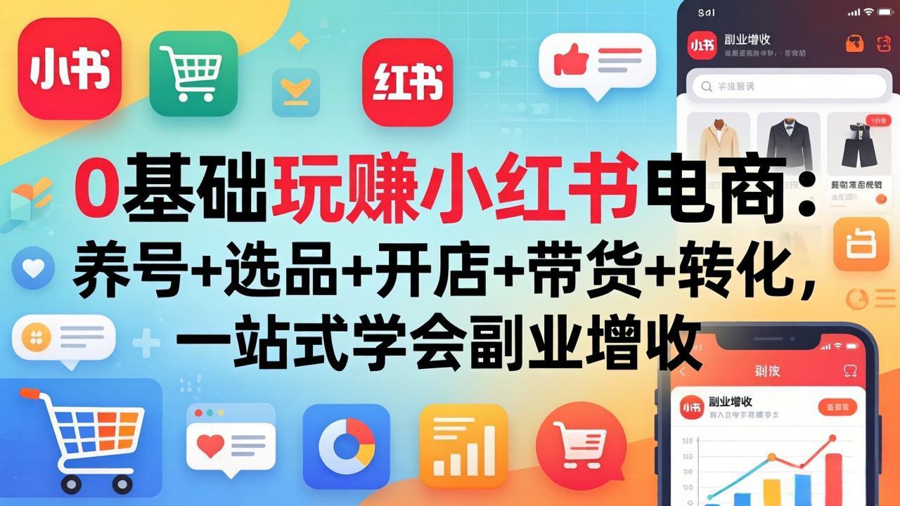 (17949期)0基础玩赚小红书电商:养号+选品+开店+带货+转化,一站式学会副业增收_生财有道创业项目网-生财有道