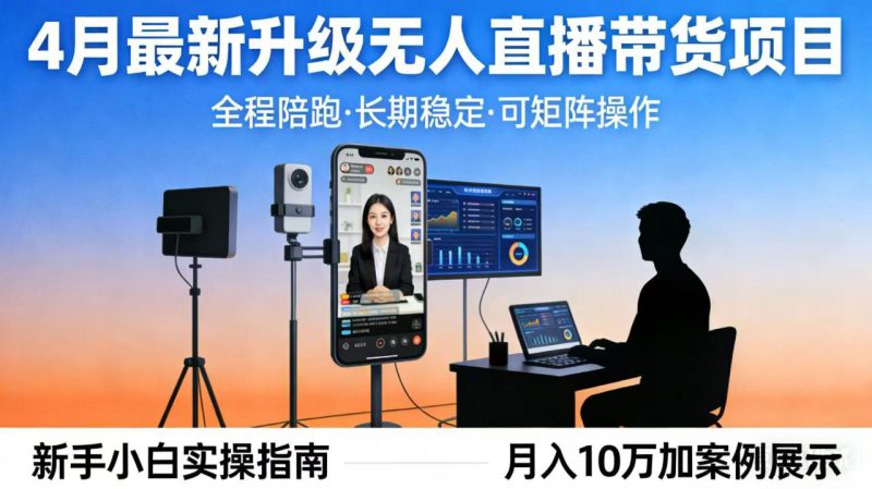 （17923期）4月最新升级 无人直播 带货 全程陪跑  长期稳定 可矩阵  每天半小时新手小白实操月入 十万_生财有道创业项目网-生财有道