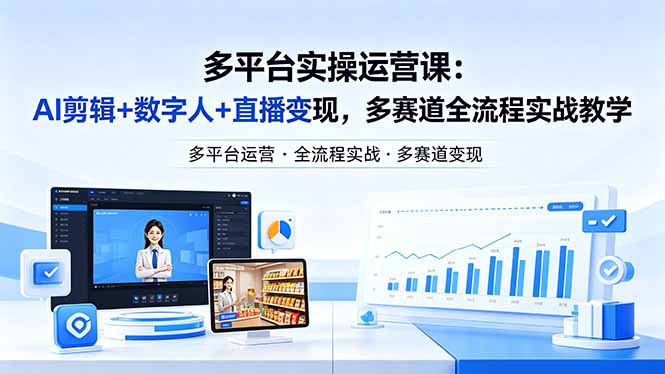 （18131期）某团队多平台实操运营课-更新26年4月20：AI剪辑+数字人+直播变现，多赛道全流程实战教学_生财有道创业项目网-生财有道