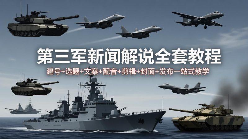 （18081期）第三军迷新闻解说全套教程：建号+选题+文案+配音+剪辑+封面+发布一站式教学_生财有道创业项目网-生财有道
