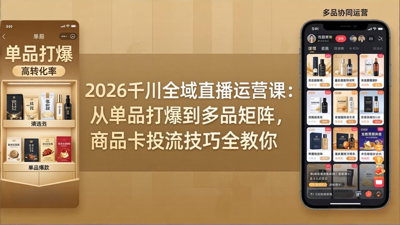 （18028期）2026千川全域直播运营课：从单品打爆到多品矩阵，商品卡投流技巧全教你_生财有道创业项目网-生财有道