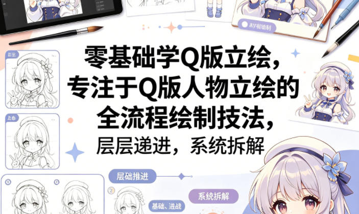 零基础学Q版立绘，专注于Q版人物立绘的全流程绘制技法，层层递进，系统拆解——生财有道创业项目网-生财有道