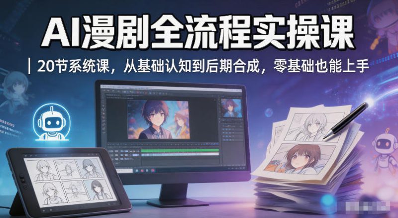 AI漫剧全流程实操课｜20节系统课，从基础认知到后期合成，零基础也能上手——生财有道创业项目网-生财有道