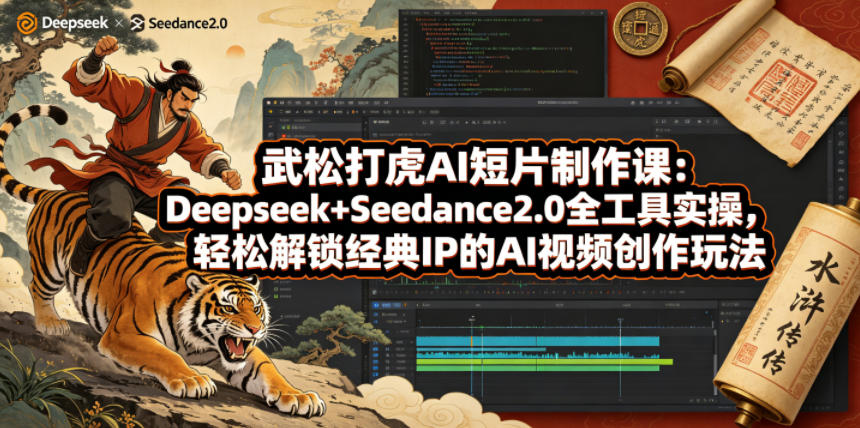 武松打虎AI短片制作课：Deepseek+Seedance2.0全工具实操，轻松解锁经典IP的AI视频创作玩法——生财有道创业项目网-生财有道
