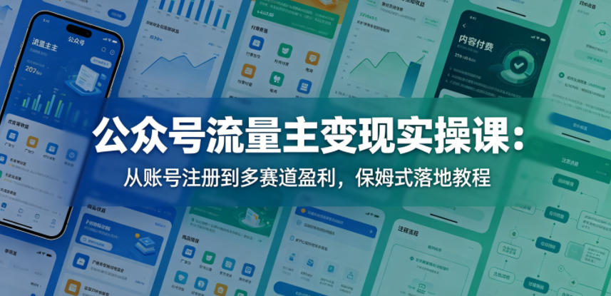 公众号流量主变现实操课：从账号注册到多赛道盈利，保姆式落地教程——生财有道创业项目网-生财有道