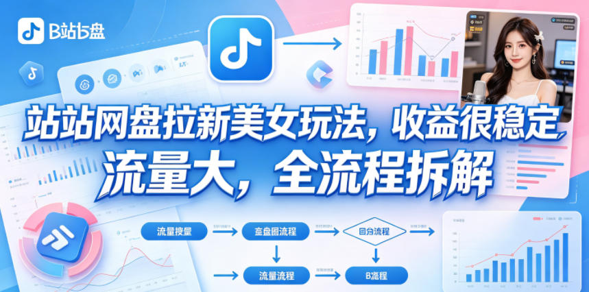 B站网盘拉新美女玩法，收益很稳定，流量大，全流程拆解——生财有道创业项目网-生财有道