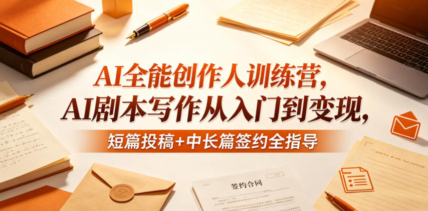 AI全能创作人训练营，AI剧本写作从入门到变现，短篇投稿+中长篇签约全指导——生财有道创业项目网-生财有道