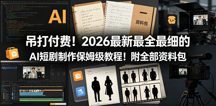 吊打付费！2026最新最全最细的AI短剧制作保姆级教程！附全部资料包——生财有道创业项目网-生财有道
