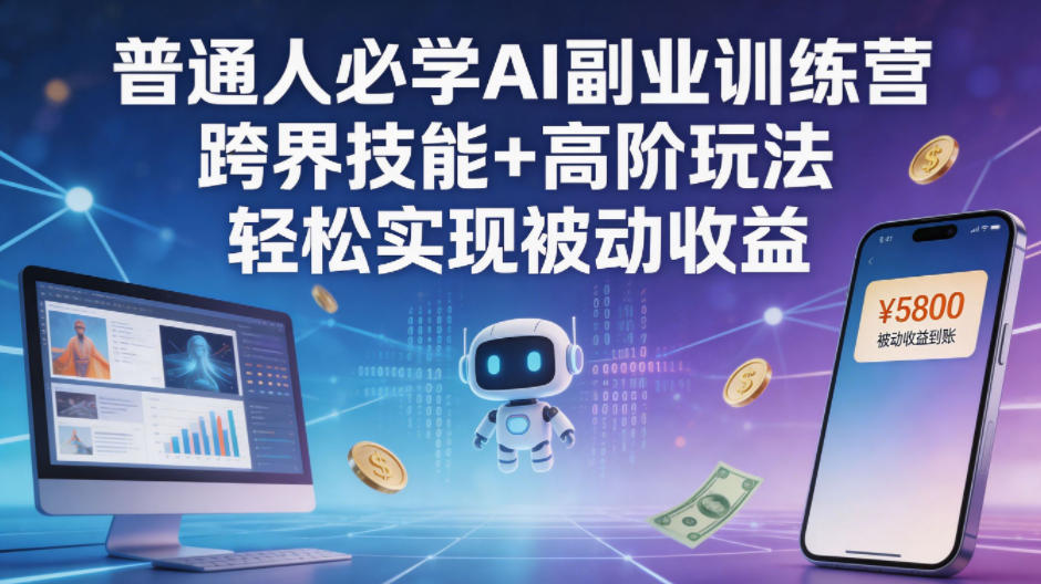 普通人必学AI副业训练营跨界技能+高阶玩法轻松实现被动收益——生财有道创业项目网-生财有道