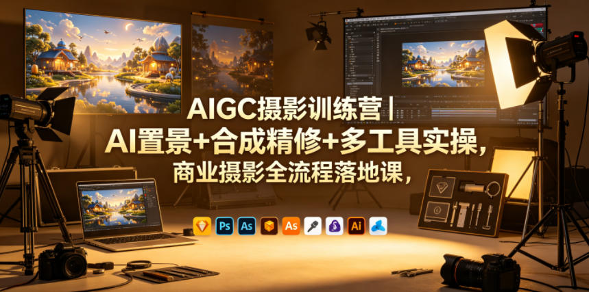 AIGC摄影训练营｜AI置景+合成精修+多工具实操，商业摄影全流程落地课——生财有道创业项目网-生财有道