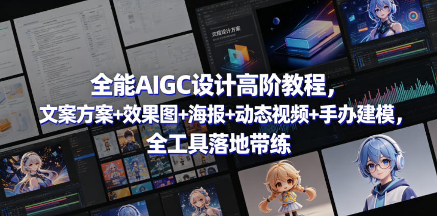 全能AIGC设计高阶教程，文案方案+效果图+海报+动态视频+手办建模，全工具落地带练——生财有道创业项目网-生财有道