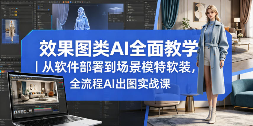 效果图类AI全面教学｜从软件部署到场景模特软装，全流程AI出图实战课——生财有道创业项目网-生财有道