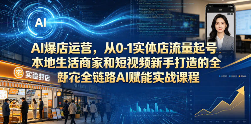 AI爆店运营，从0-1实体店流量起号，本地生活商家和短视频新手打造的全链路AI赋能实战课程——生财有道创业项目网-生财有道