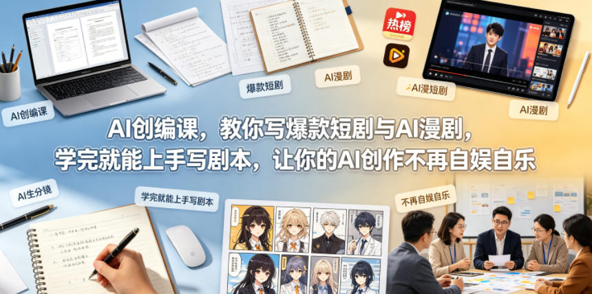 AI创编课，教你写爆款短剧与AI漫剧，学完就能上手写剧本，让你的AI创作不再自娱自乐——生财有道创业项目网-生财有道