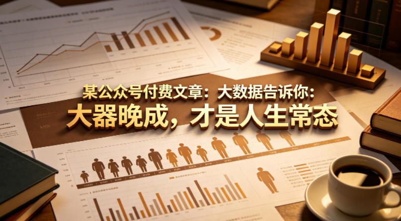某公众号付费文章：大数据告诉你：大器晚成，才是人生常态——生财有道创业项目网-生财有道