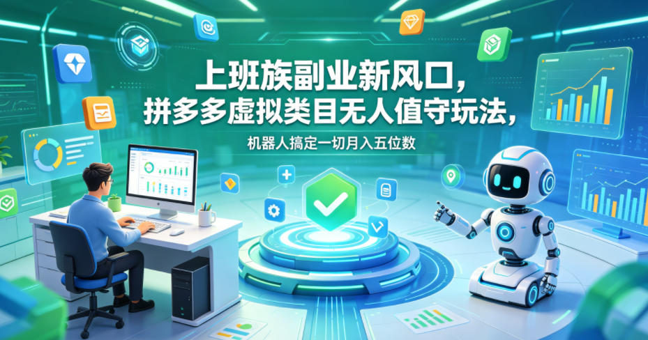 上班族副业新风口，拼多多虚拟类目无人值守玩法，机器人搞定一切月入五位数【揭秘】——生财有道创业项目网-生财有道