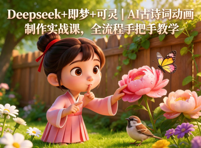 Deepseek+即梦+可灵｜AI古诗词动画制作实战课，全流程手把手教学——生财有道创业项目网-生财有道