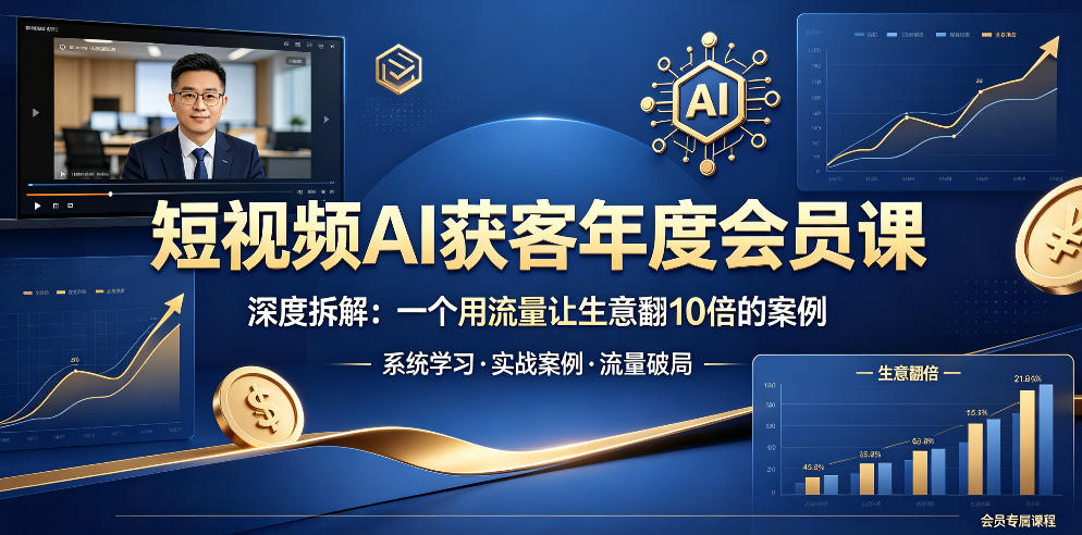 短视频AI获客年度会员课，深度拆解，一个用流量让生意翻10倍的案例——生财有道创业项目网-生财有道