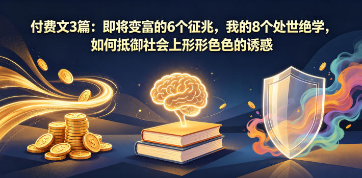 付费文3篇：即将变富的6个征兆，我的8个处世绝学，如何抵御社会上形形色色的诱惑——生财有道创业项目网-生财有道