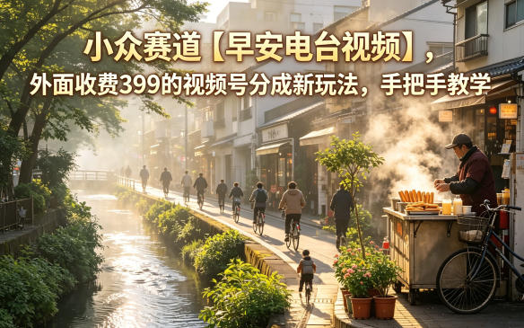 小众赛道【早安电台视频】，外面收费399的视频号分成新玩法，手把手教学——生财有道创业项目网-生财有道