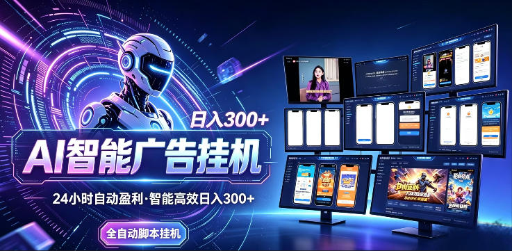 AI智能广告挂G项目,无需人工,单机稳定日入200+,可矩阵放大,24小时不间断刷广告賺收益【揭秘】——生财有道创业项目网-生财有道