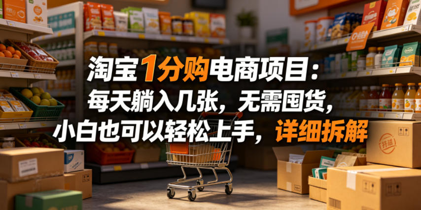淘宝1分购电商项目：每天躺入几张，无需囤货，小白也可以轻松上手，详细拆解——生财有道创业项目网-生财有道