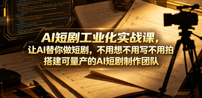 AI短剧工业化实战课，让AI替你做短剧，不用想不用写不用拍，搭建可量产的AI短剧制作团队——生财有道创业项目网-生财有道