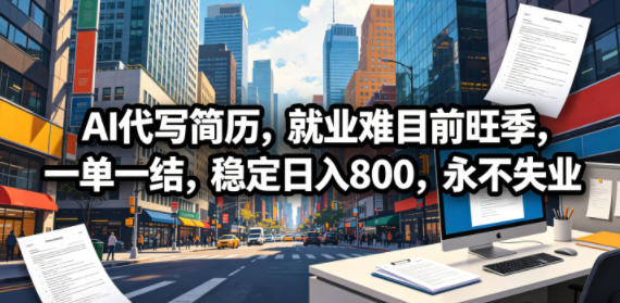 AI代写简历,就业难目前旺季,一单一结,稳定日入800,永不失业——生财有道创业项目网-生财有道