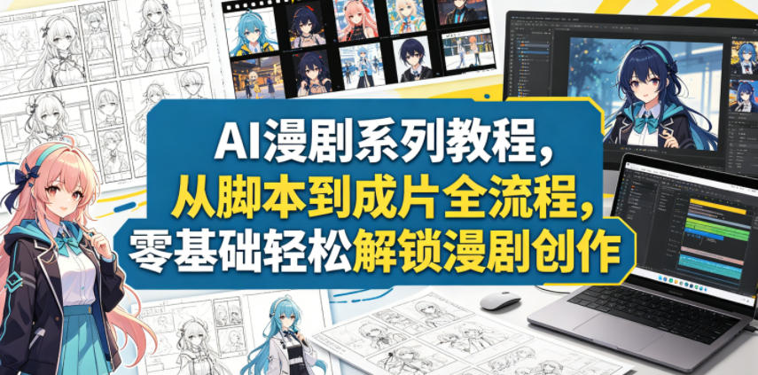 AI漫剧系列教程，从脚本到成片全流程，零基础轻松解锁漫剧创作——生财有道创业项目网-生财有道