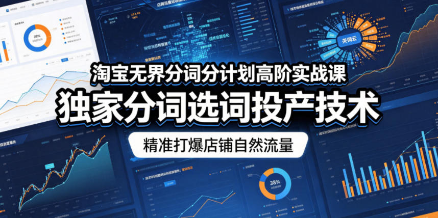 淘宝无界分词分计划高阶实战课,独家分词选词投产技术,精准打爆店铺自然流量——生财有道创业项目网-生财有道