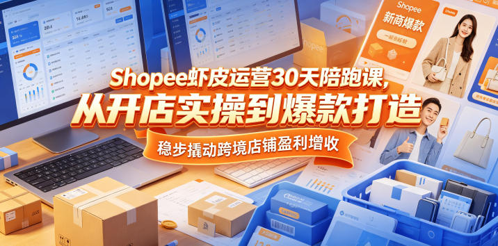 Shopee虾皮运营30天陪跑课，从开店实操到爆款打造，稳步撬动跨境店铺盈利增收——生财有道创业项目网-生财有道