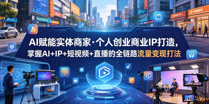 AI赋能实体商家·个人创业商业IP打造，掌握AI+IP+短视频+直播的全链路流量变现打法——生财有道创业项目网-生财有道