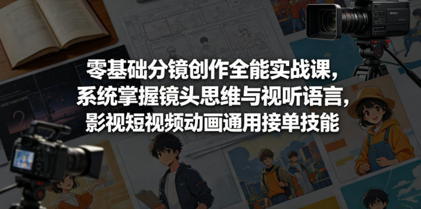 零基础分镜创作全能实战课，系统掌握镜头思维与视听语言，影视短视频动画通用接单技能——生财有道创业项目网-生财有道
