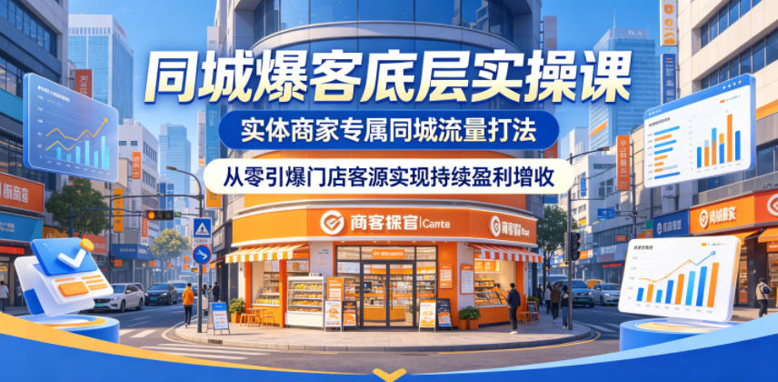 同城爆客底层实操课,实体商家专属同城流量打法,从零引爆门店客源实现持续盈利增收——生财有道创业项目网-生财有道