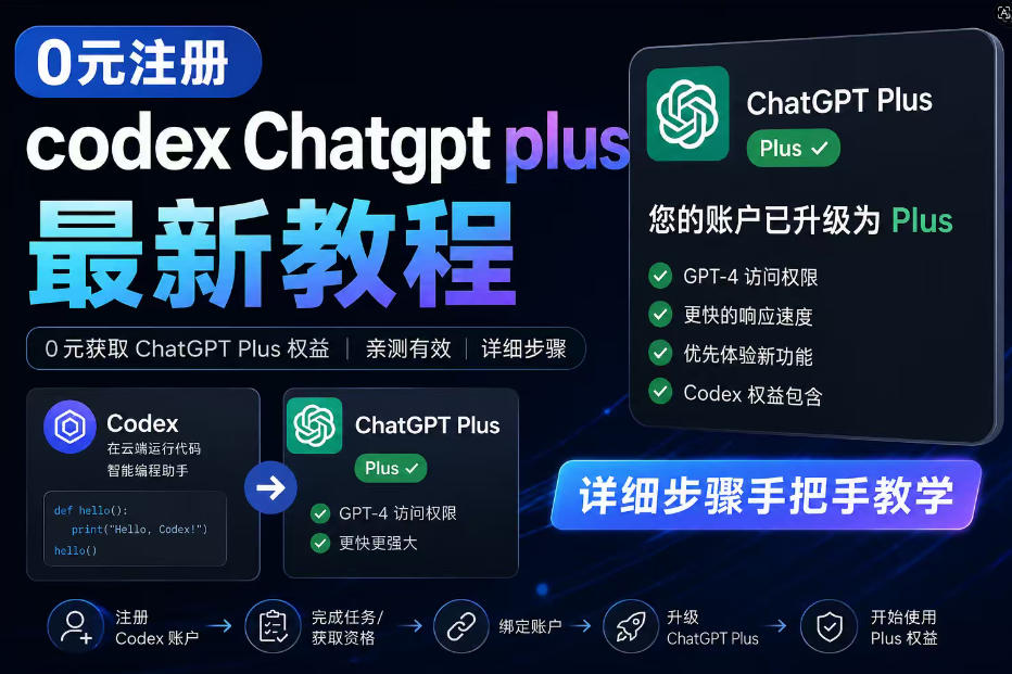 0元全自动注册codex gpt plus最新教程，0元获取GPT Plus权益，手把手详细教学——生财有道创业项目网-生财有道