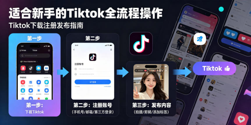 Tiktok下载注册发布，适合新手的Tiktok全流程操作——生财有道创业项目网-生财有道