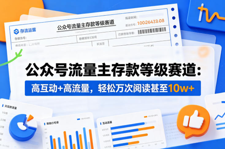 公众号流量主之存款等级赛道，高互动+高流量，轻松达到万次阅读，甚至10w+——生财有道创业项目网-生财有道