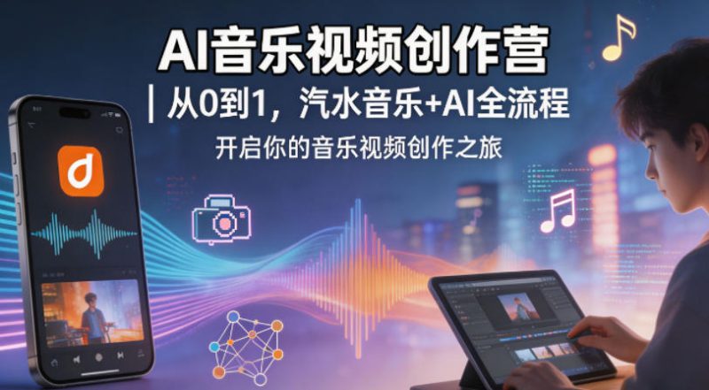 AI音乐视频创作营｜从0到1，汽水音乐+AI全流程，开启你的音乐视频创作之旅——生财有道创业项目网-生财有道