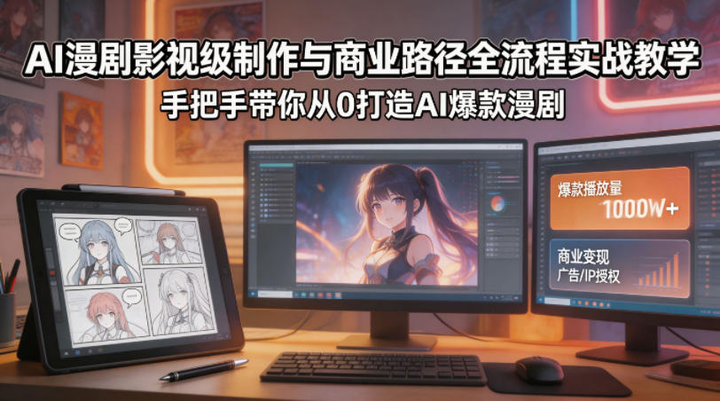 AI漫剧影视级制作与商业路径全流程实战教学，手带你从0打造AI爆款漫剧——生财有道创业项目网-生财有道