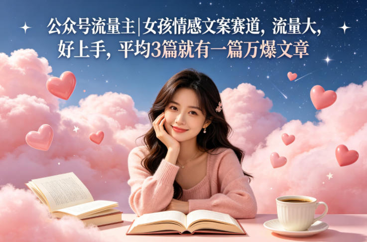 公众号流量主女孩情感文案赛道，流量大，好上手，平均3篇就有一篇万爆文章——生财有道创业项目网-生财有道