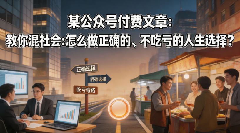 某公众号付费文章：教你混社会：怎么做正确的、不吃亏的人生选择？——生财有道创业项目网-生财有道