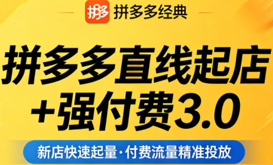 拼多多直线起店+强付费3.0，教你稳定起店、高效控投产、破解流量瓶颈（更新4月）——生财有道创业项目网-生财有道
