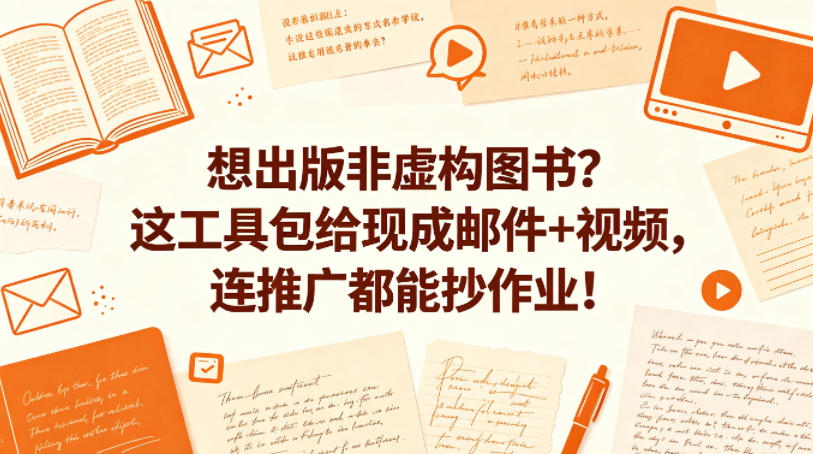 想出版非虚构图书？这工具包给现成邮件+视频，连推广都能抄作业！【原创双语字幕】——生财有道创业项目网-生财有道