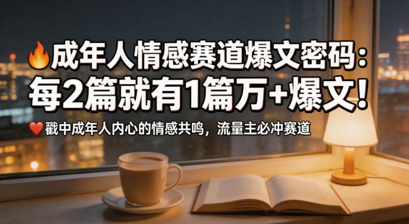 公众号流量主成年人情感心理赛道，流量最大，受众最广的主流赛道之一，平均每2篇就有1篇万爆文章——生财有道创业项目网-生财有道