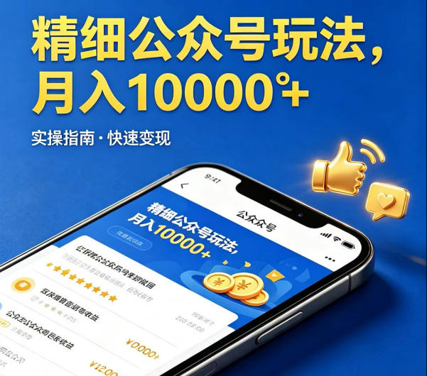 精细化公众号玩法，我们给你提供文章，你来负责发布，收益可观，月入1W+【揭秘】——生财有道创业项目网-生财有道